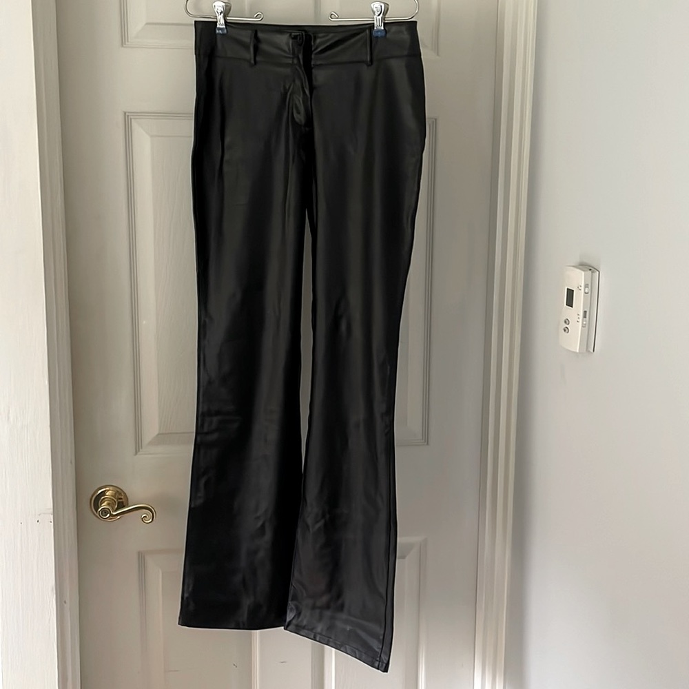 Vegan leather boot cut pants